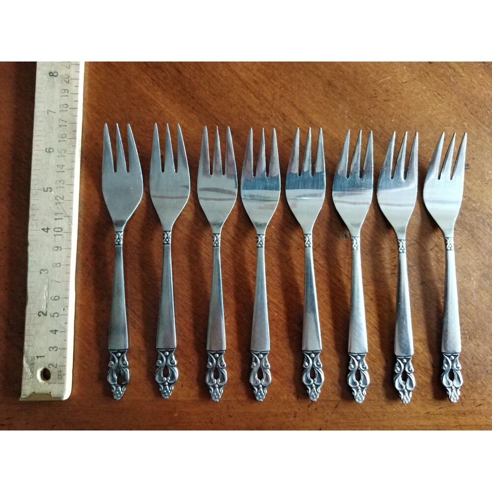 Lot 8x Salad Forks Olaf Flatware National Stainless Silverware Japan MCM 6.6"